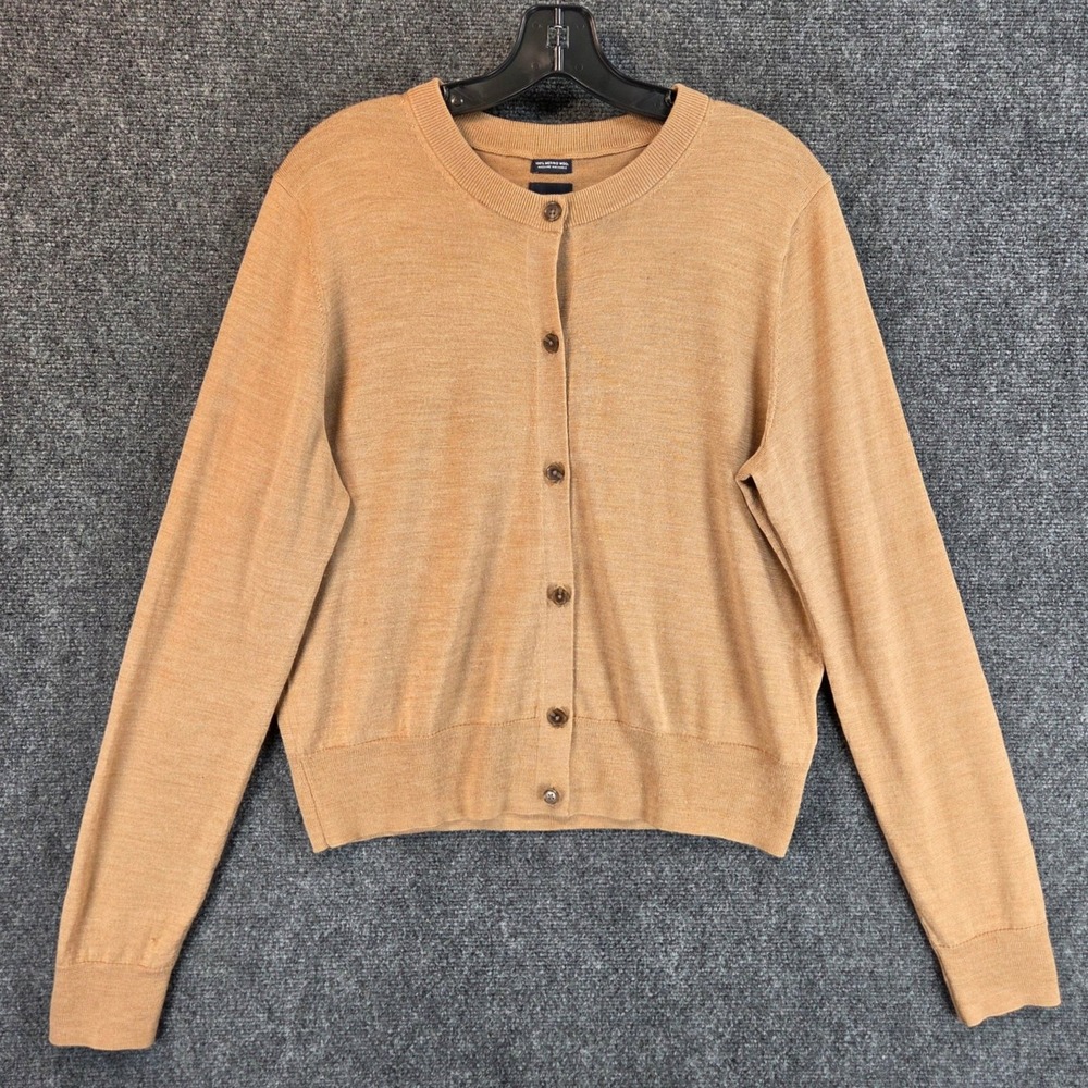 Gap Merino Women's Camel Crewneck Button-Front Cardigan Sweater